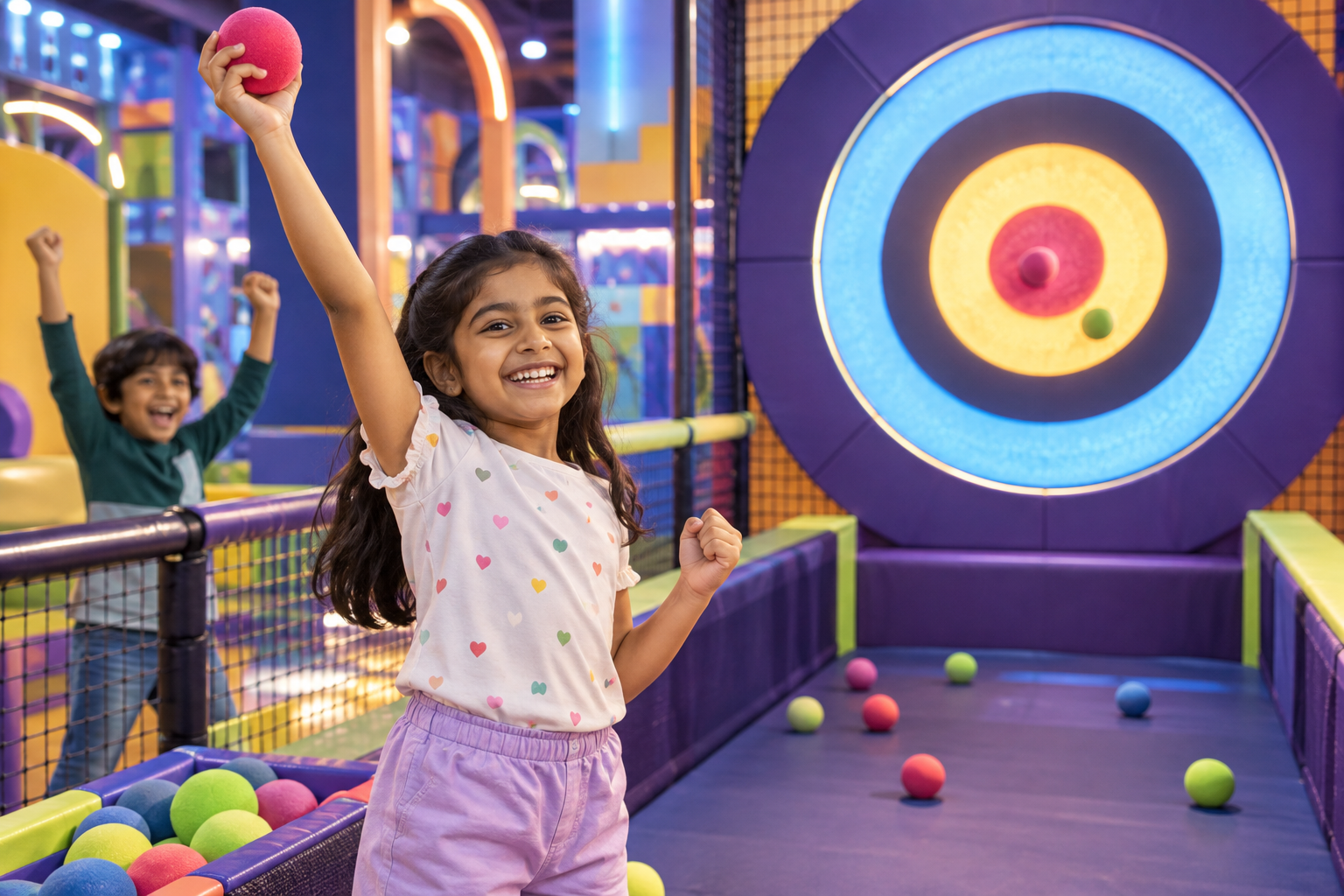 Child celebrating a successful target hit