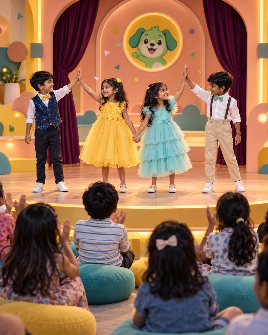 Children celebrating a performance with applause at Tingaland